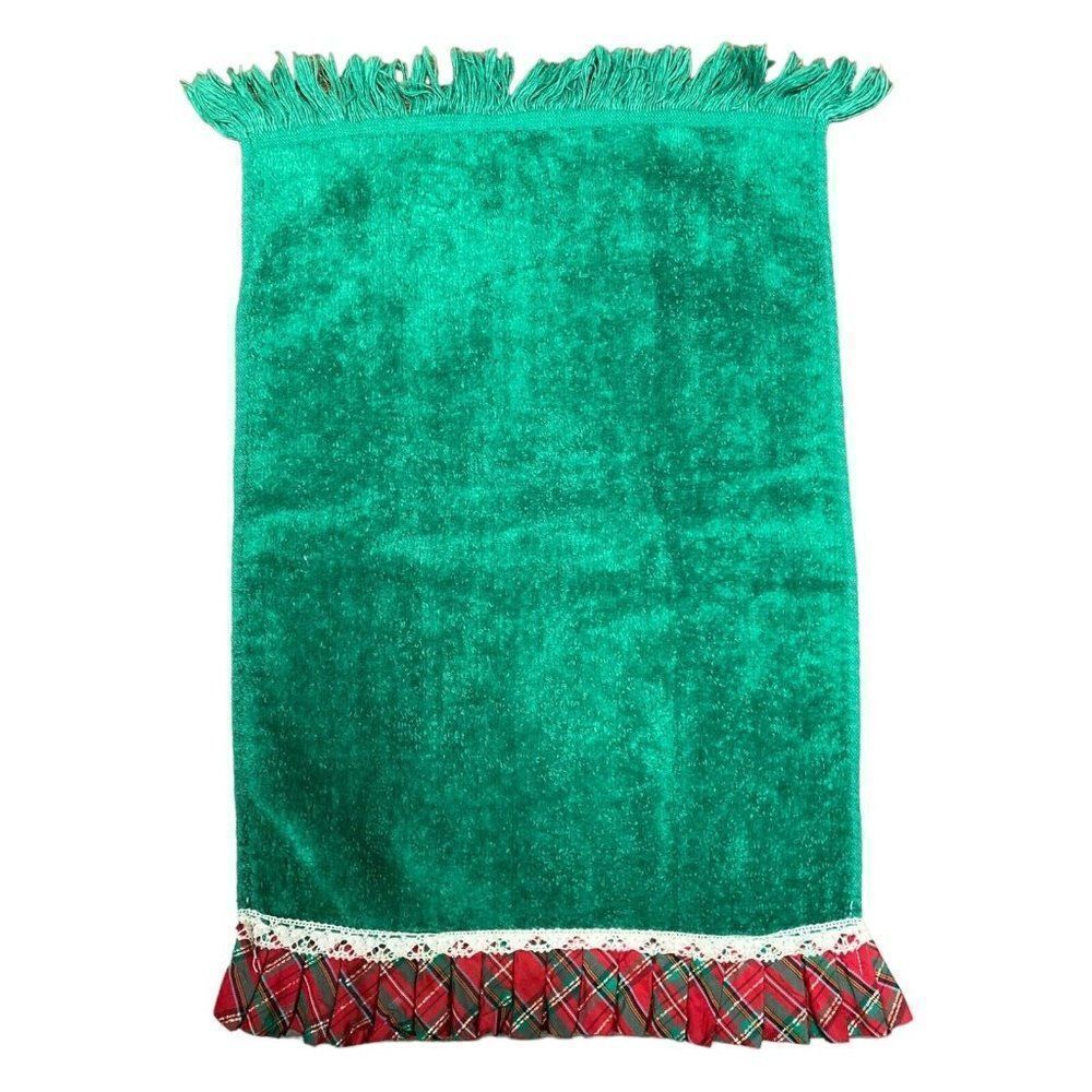 Vintage Green Kitchen Christmas Plaid Hand Towel by Cannon Kitschy Kitchen
